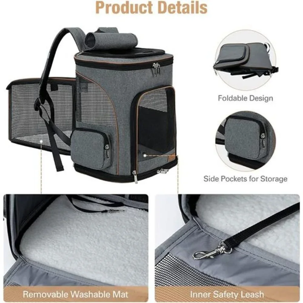 Cat Backpack Expandable Pet Carrier Backpack for Small Cats and Dogs